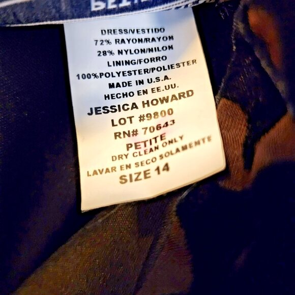 Jessica Howard Petite 14 Black Floral Keyhole Midi Dress | Cocktail Party - Picture 3 of 9